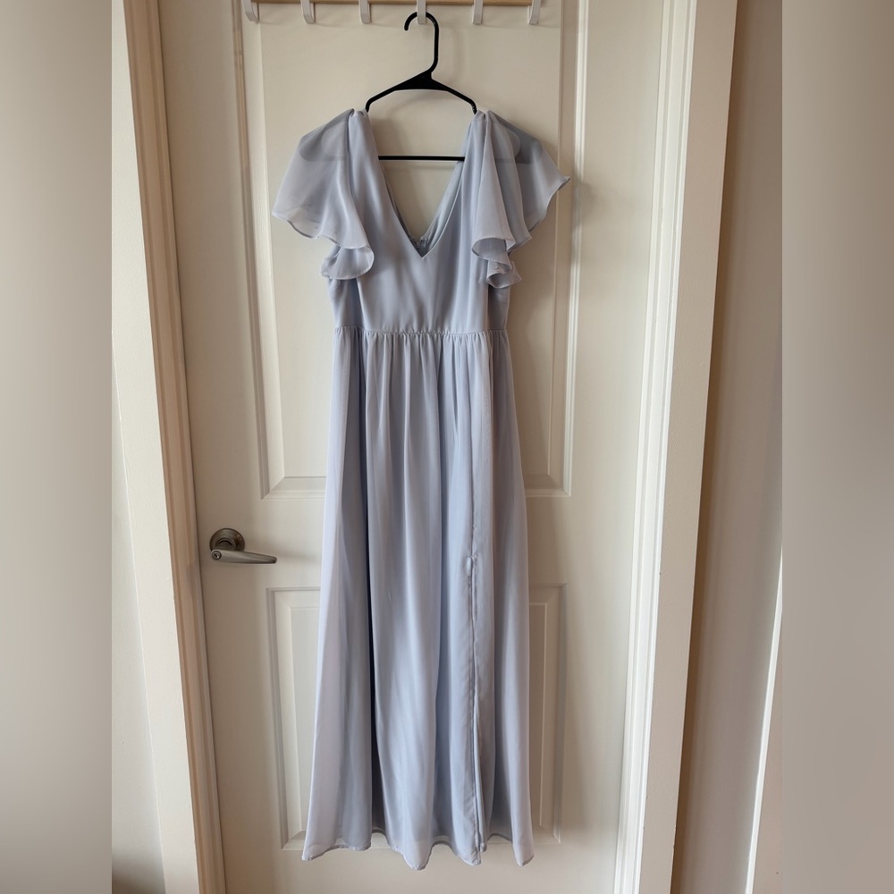 Birdy Grey Light Blue Maxi Dress with Flutter Sleeves